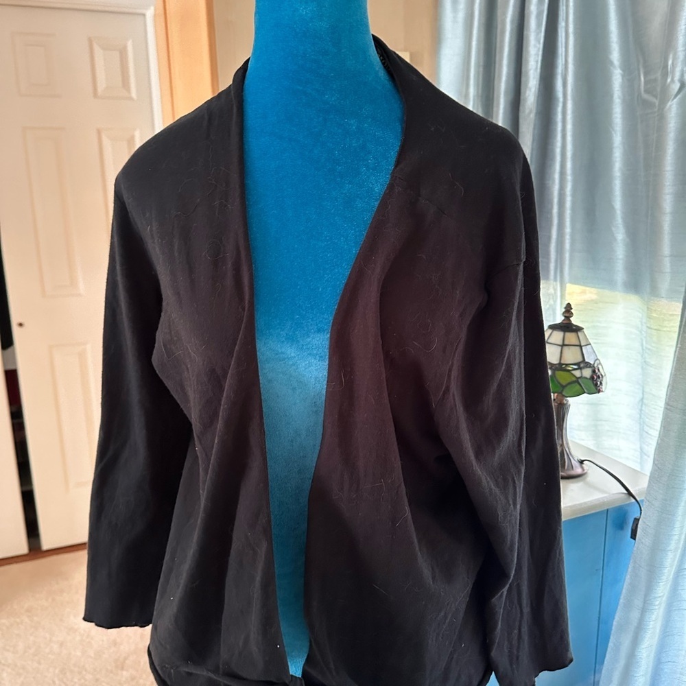 Black Open-Front Women's Cardigan Sweater